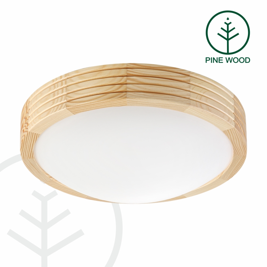 Φωτιστικό οροφής NATURAL MODERN SLIM 1xE27/15W/230V, διάμετρος 27,5 εκ., από πεύκο