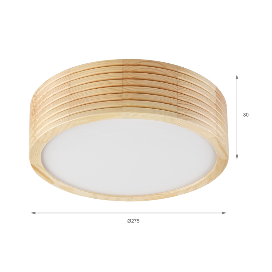 Φωτιστικό οροφής NATURAL MODERN SLIM 1xE27/15W/230V, διάμετρος 27,5 εκ., από πεύκο