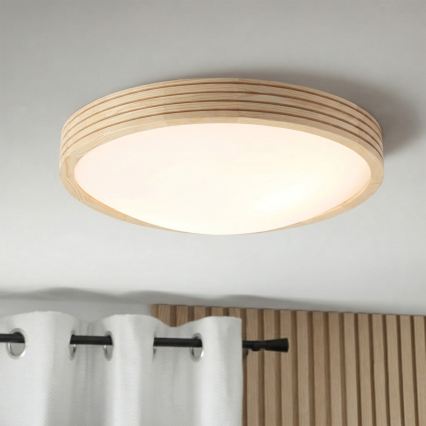 Φωτιστικό οροφής NATURAL MODERN SLIM 2xE27/15W/230V Ø 37,5 cm, από πεύκο