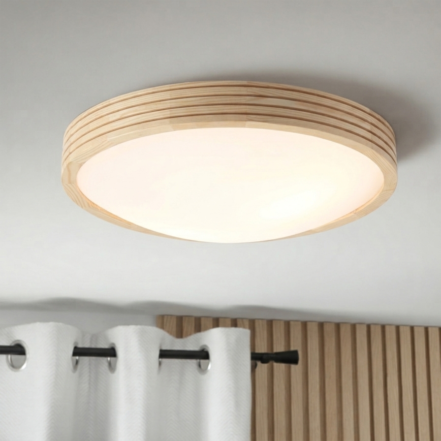 Φωτιστικό οροφής NATURAL MODERN SLIM 2xE27/15W/230V Ø 37,5 cm, από πεύκο