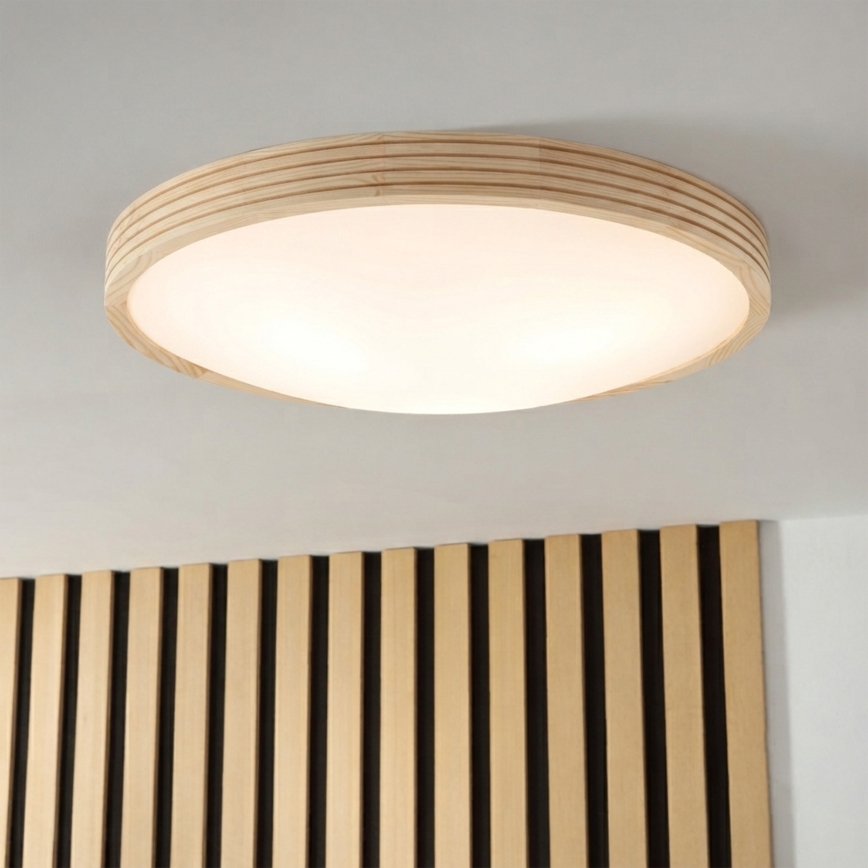 Φωτιστικό οροφής NATURAL MODERN SLIM 3xE27/15W/230V, διάμ. 47,5 εκ., πεύκο