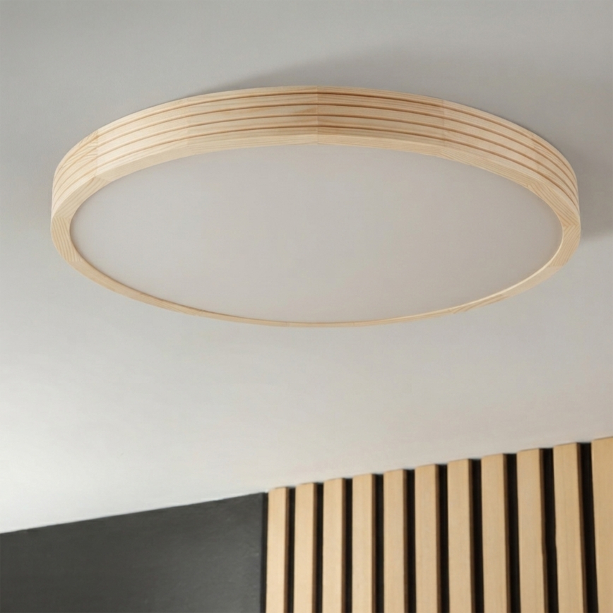 Φωτιστικό οροφής NATURAL MODERN SLIM 3xE27/15W/230V, διάμ. 47,5 εκ., πεύκο