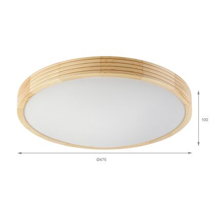 Φωτιστικό οροφής NATURAL MODERN SLIM 3xE27/15W/230V, διάμ. 47,5 εκ., πεύκο