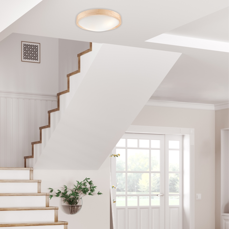 Φωτιστικό οροφής NATURAL SLIM 2xE27/60W/230V Ø 37 cm  πεύκο