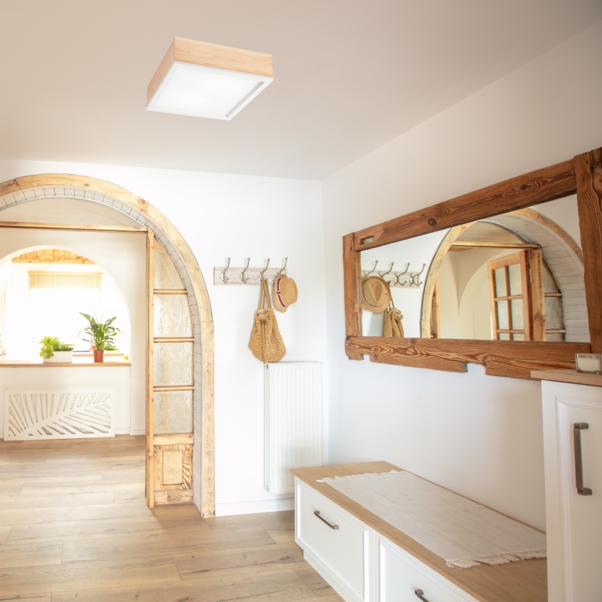 Φωτιστικό οροφής NATURAL SQUARE 2xE27/15W/230V 31x31 cm πεύκο/λευκό