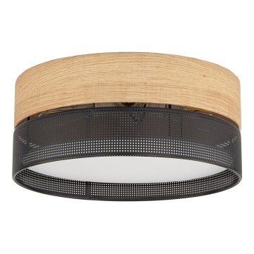 Φωτιστικό οροφής NICOL 4xE27/15W/230V Ø 50 cm καπλαμάς/μαύρο