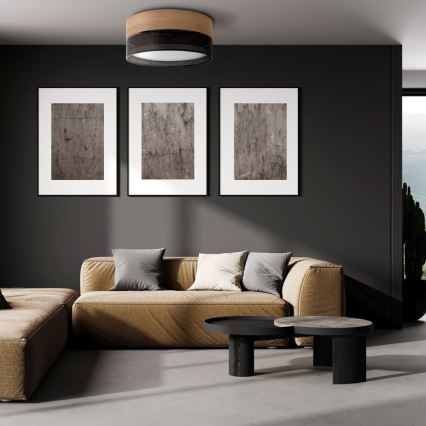 Φωτιστικό οροφής NICOL 4xE27/15W/230V Ø 50 cm καπλαμάς/μαύρο