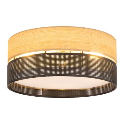 Φωτιστικό οροφής NICOL 4xE27/15W/230V Ø 50 cm καπλαμάς/μαύρο