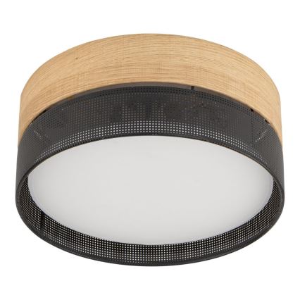 Φωτιστικό οροφής NICOL 4xE27/15W/230V Ø 50 cm καπλαμάς/μαύρο