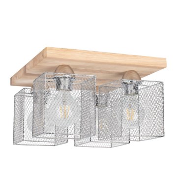 Φωτιστικό οροφής NORMAN WOOD 4xE27/25W/230V ματ δρυς