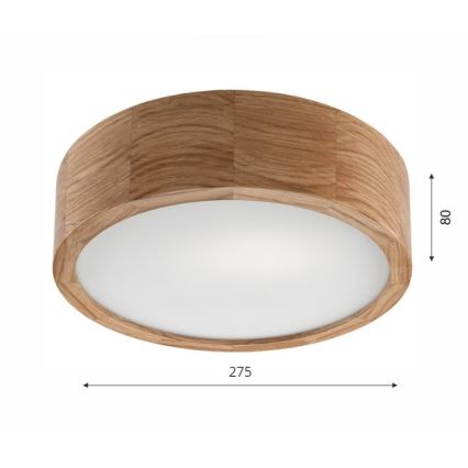 Φωτιστικό οροφής OAK 1xE27/60W/230V, σε απόχρωση δρυός, Ø 27,5 εκ.