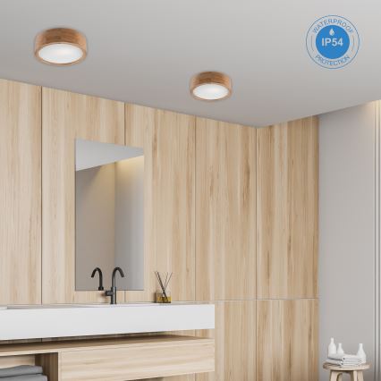 Φωτιστικό οροφής για μπάνιο OAK 2xE27/15W/230V IP54, φινίρισμα δρυός, διάμ. 27 cm