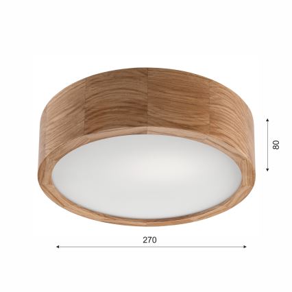 Φωτιστικό οροφής για μπάνιο OAK 2xE27/15W/230V IP54, φινίρισμα δρυός, διάμ. 27 cm