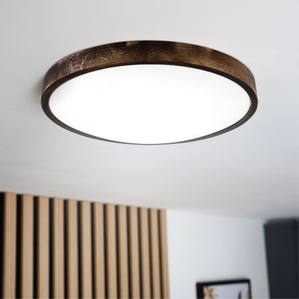 Φωτιστικό οροφής OAK SMOKY SLIM LED/36W/230V 4000K διάμ. 47 cm δρυς/σκούρο καφέ