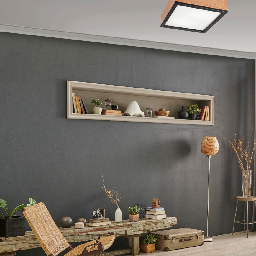 Φωτιστικό οροφής OAK SQUARE 2xE27/15W/230V 31x31 cm δρυς/μαύρο