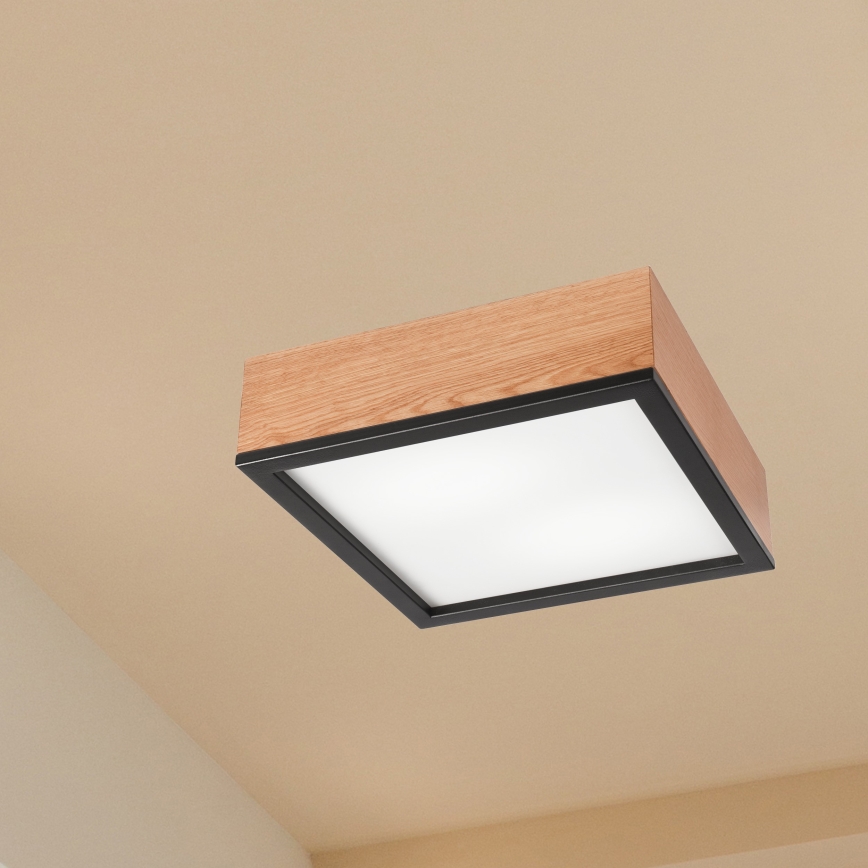 Φωτιστικό οροφής OAK SQUARE 2xE27/15W/230V 31x31 cm δρυς/μαύρο