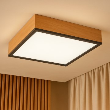 Φωτιστικό οροφής OAK SQUARE 4xE27/15W/230V 39x39 cm δρυς/μαύρο