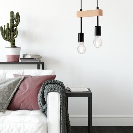 Φωτιστικό οροφής με καλώδιο ORAZIO 2xE27/60W/230V οξιά