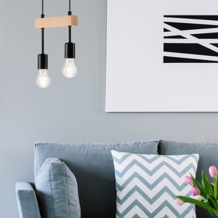 Φωτιστικό οροφής με καλώδιο ORAZIO 2xE27/60W/230V οξιά