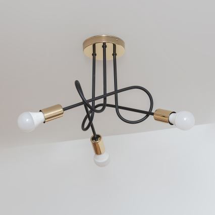 Φωτιστικό οροφής OXFORD 3xE27/15W/230V χρυσό/μαύρο