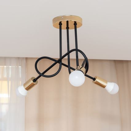Φωτιστικό οροφής OXFORD 3xE27/15W/230V χρυσό/μαύρο