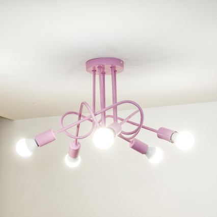 Φωτιστικό οροφής OXFORD 5xE27/15W/230V ροζ