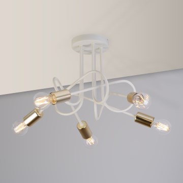 Φωτιστικό οροφής OXFORD 5xE27/15W/230V ορείχαλκος/λευκό