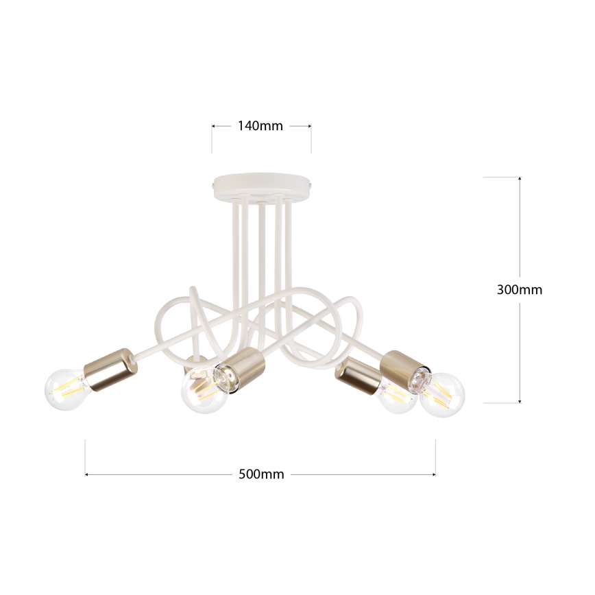 Φωτιστικό οροφής OXFORD 5xE27/15W/230V ορείχαλκος/λευκό