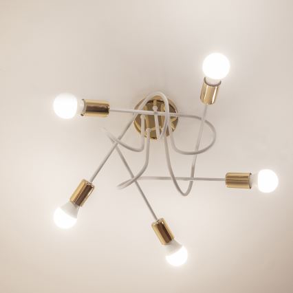 Φωτιστικό οροφής OXFORD επιφανειακής στερέωσης 5xE27/15W/230V χρυσό/λευκό