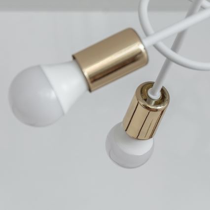 Φωτιστικό οροφής OXFORD επιφανειακής στερέωσης 5xE27/15W/230V χρυσό/λευκό