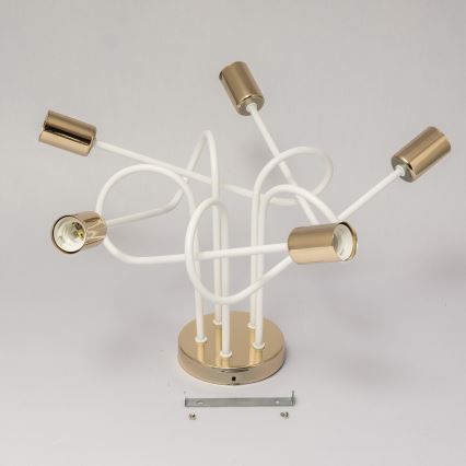 Φωτιστικό οροφής OXFORD επιφανειακής στερέωσης 5xE27/15W/230V χρυσό/λευκό