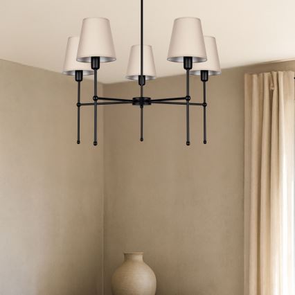 Φωτιστικό οροφής σε ράβδο MADELA 5xE14/40W/230V μπεζ/μαύρο