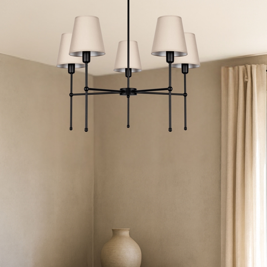 Φωτιστικό οροφής σε ράβδο MADELA 5xE14/40W/230V μπεζ/μαύρο