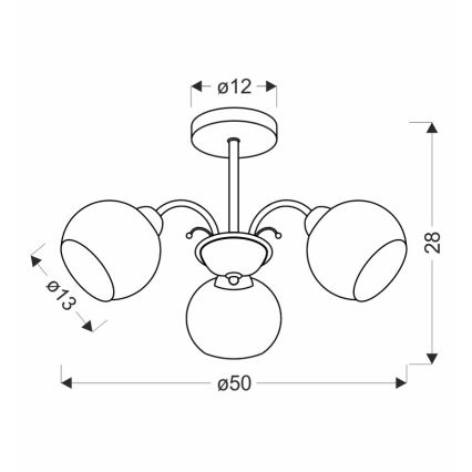 Φωτιστικό οροφής σε ράβδο NESTOR 3xE27/40W/230V μπρούτζινο
