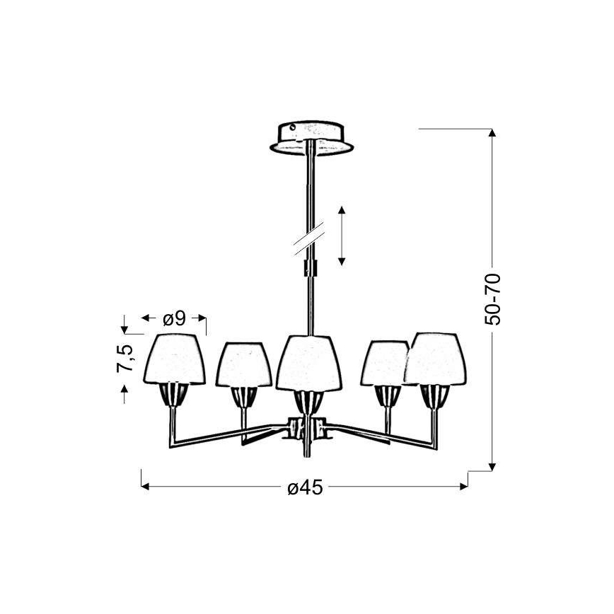 Φωτιστικό οροφής σε ράβδο TOGO 5xG9/40W/230V ματ χρώμιο/λευκό