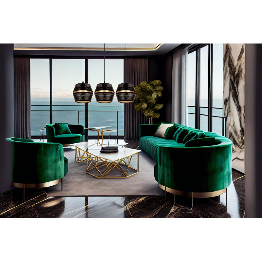 Φωτιστικό οροφής με καλώδιο PARIS 3xE27/60W/230V μαύρο/χρυσό