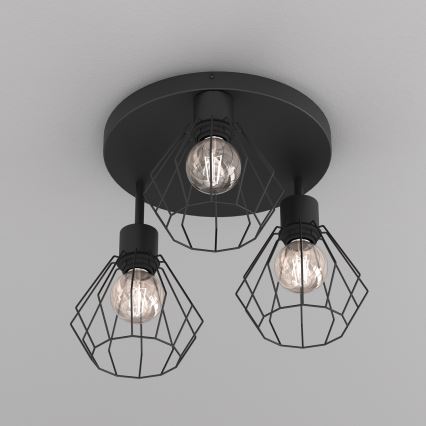 Φωτιστικό οροφής PARKLA 3xE27/15W/230V μαύρο