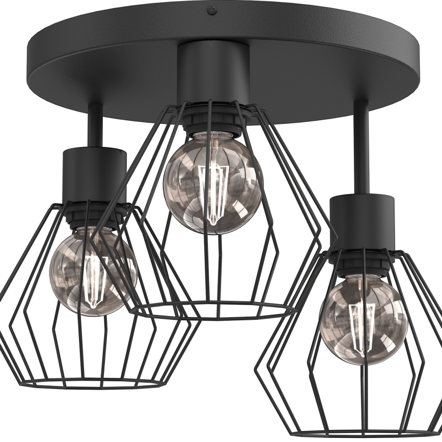 Φωτιστικό οροφής PARKLA 3xE27/15W/230V μαύρο