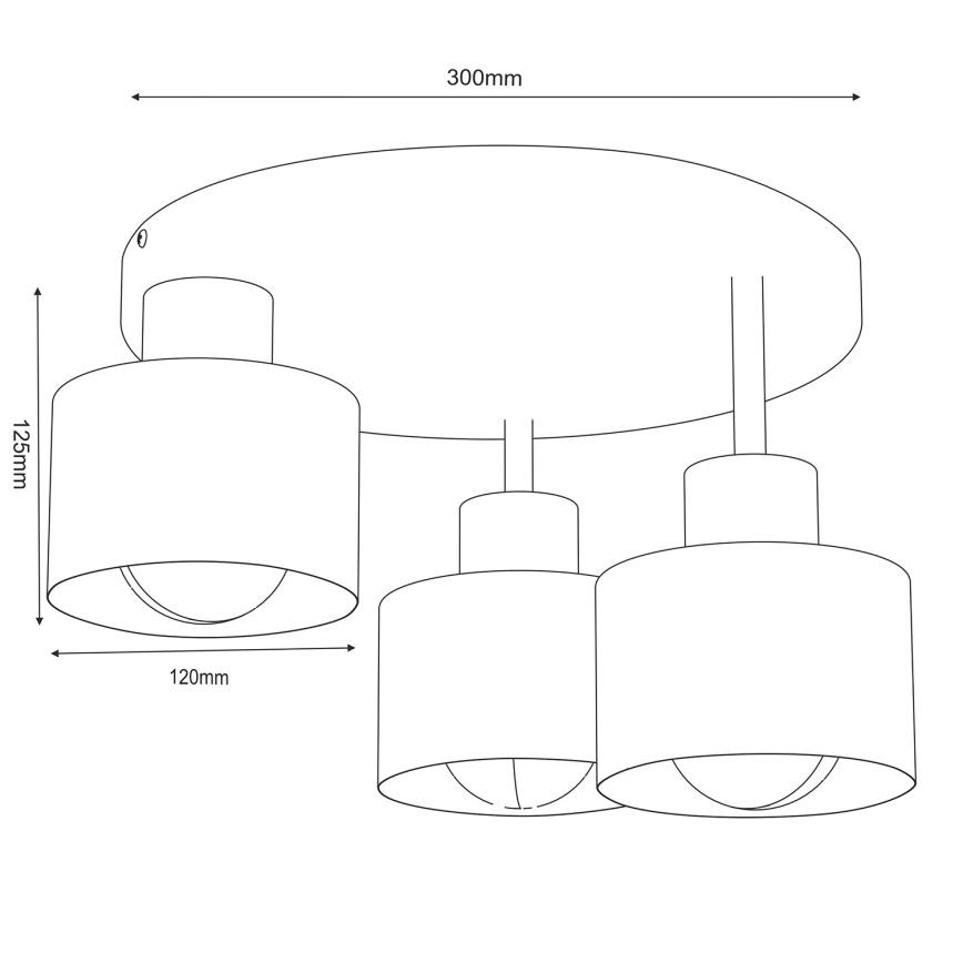 Φωτιστικό οροφής PARKLA 3xE27/15W/230V μαύρο