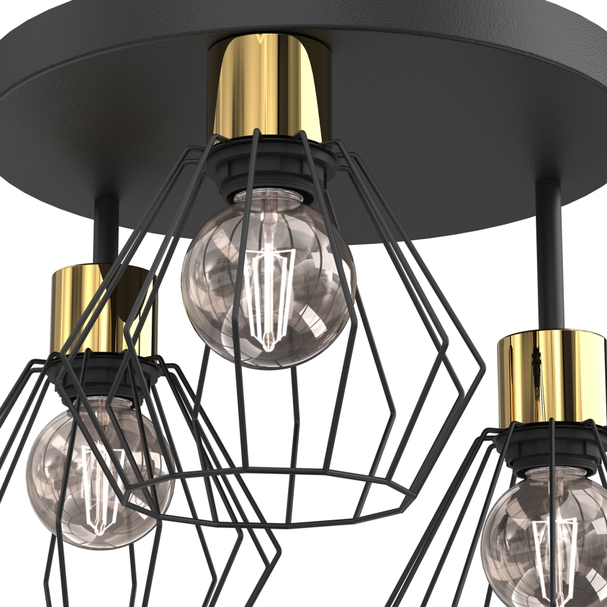 Φωτιστικό οροφής PARKLA 3xE27/15W/230V μαύρο/χρυσό