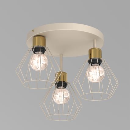 Φωτιστικό οροφής PARKLA 3xE27/15W/230V μπεζ/χρυσό