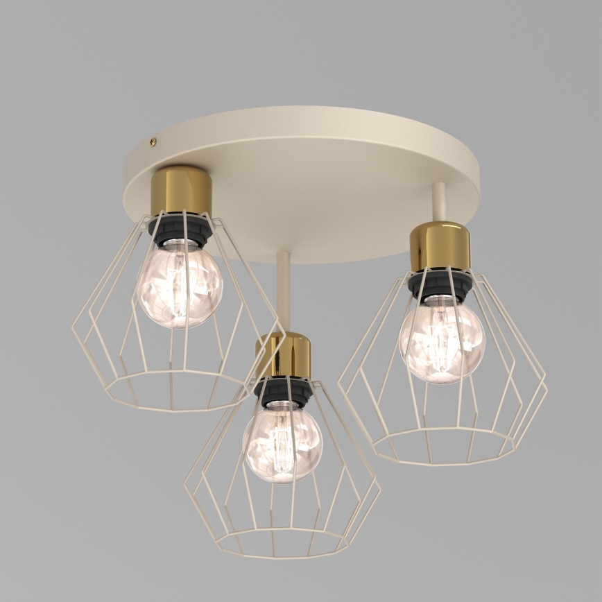 Φωτιστικό οροφής PARKLA 3xE27/15W/230V μπεζ/χρυσό