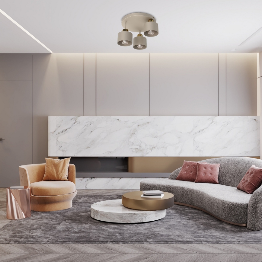 Φωτιστικό οροφής PARKLA 3xE27/15W/230V μπεζ/χρυσό