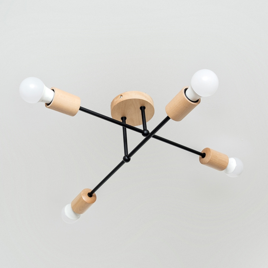 Φωτιστικό οροφής (πλαφονιέρα) CAMBRIDGE 4xE27/15W/230V, φινίρισμα πεύκου