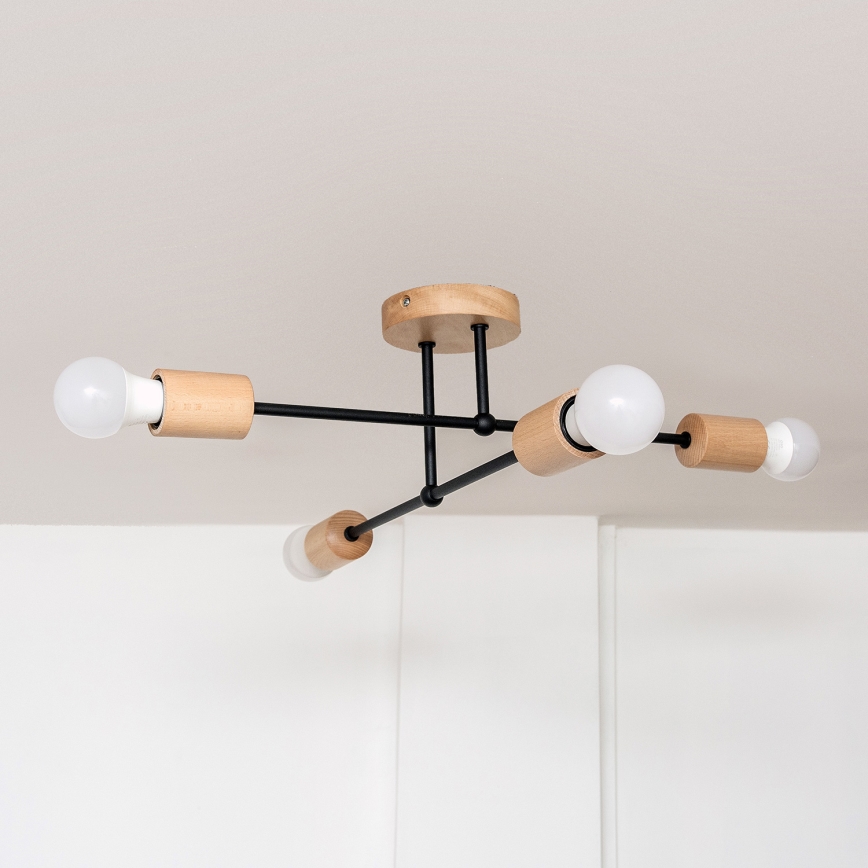 Φωτιστικό οροφής (πλαφονιέρα) CAMBRIDGE 4xE27/15W/230V, φινίρισμα πεύκου