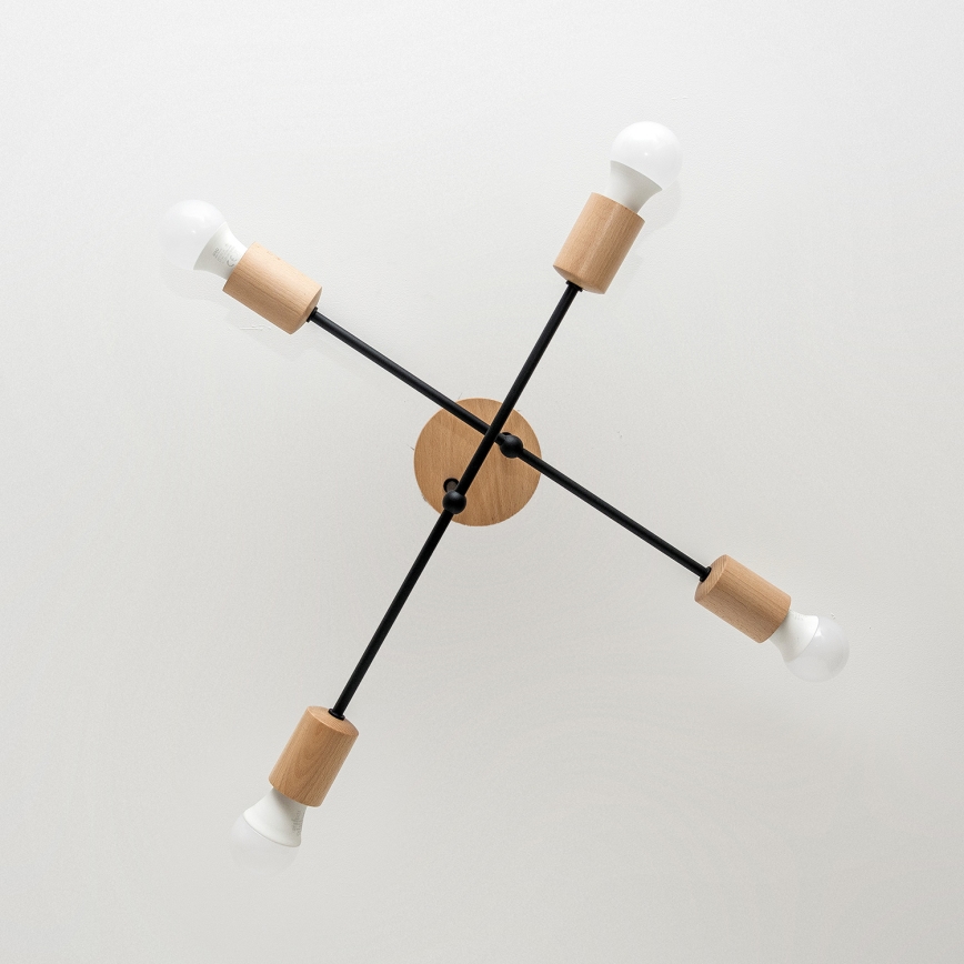 Φωτιστικό οροφής (πλαφονιέρα) CAMBRIDGE 4xE27/15W/230V, φινίρισμα πεύκου