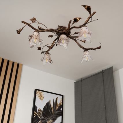 Φωτιστικό οροφής ROZETA 5xE14/40W/230V μπρονζέ