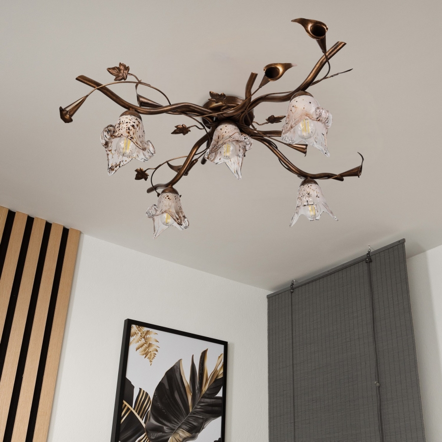 Φωτιστικό οροφής ROZETA 5xE14/40W/230V μπρονζέ