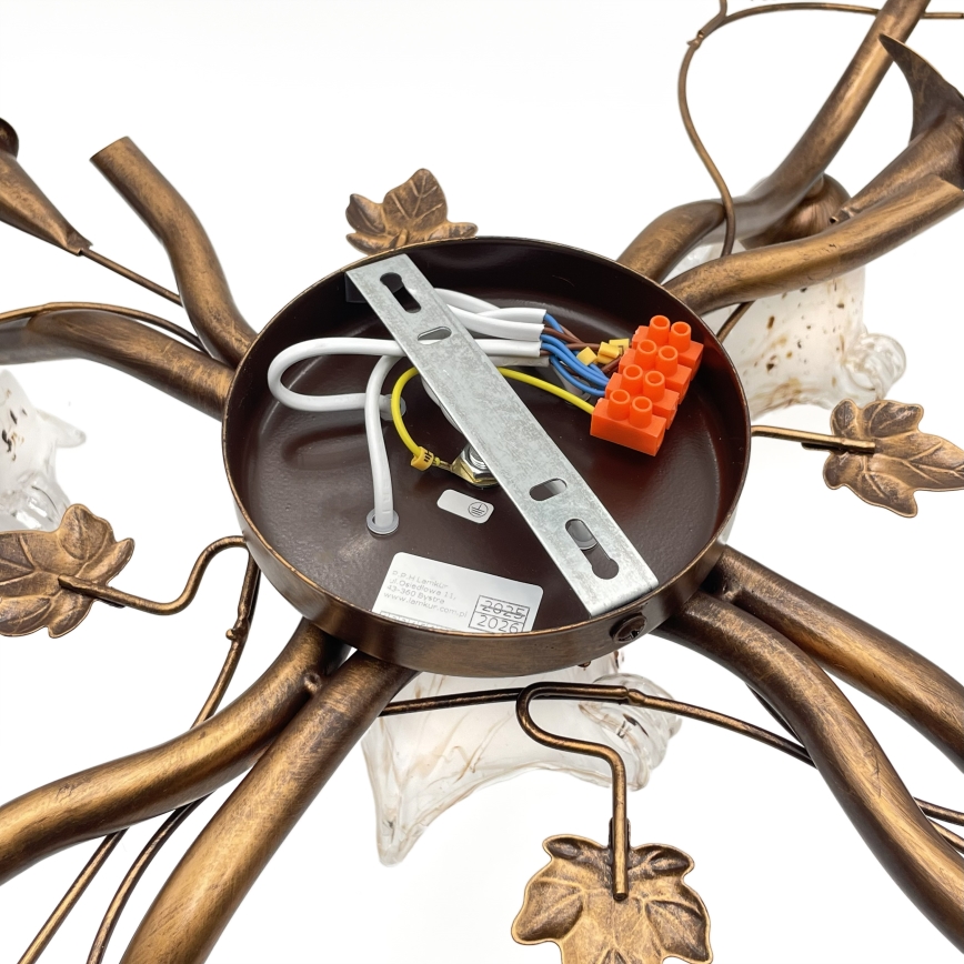 Φωτιστικό οροφής ROZETA 5xE14/40W/230V μπρονζέ