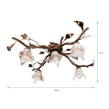 Φωτιστικό οροφής ROZETA 5xE14/40W/230V μπρονζέ